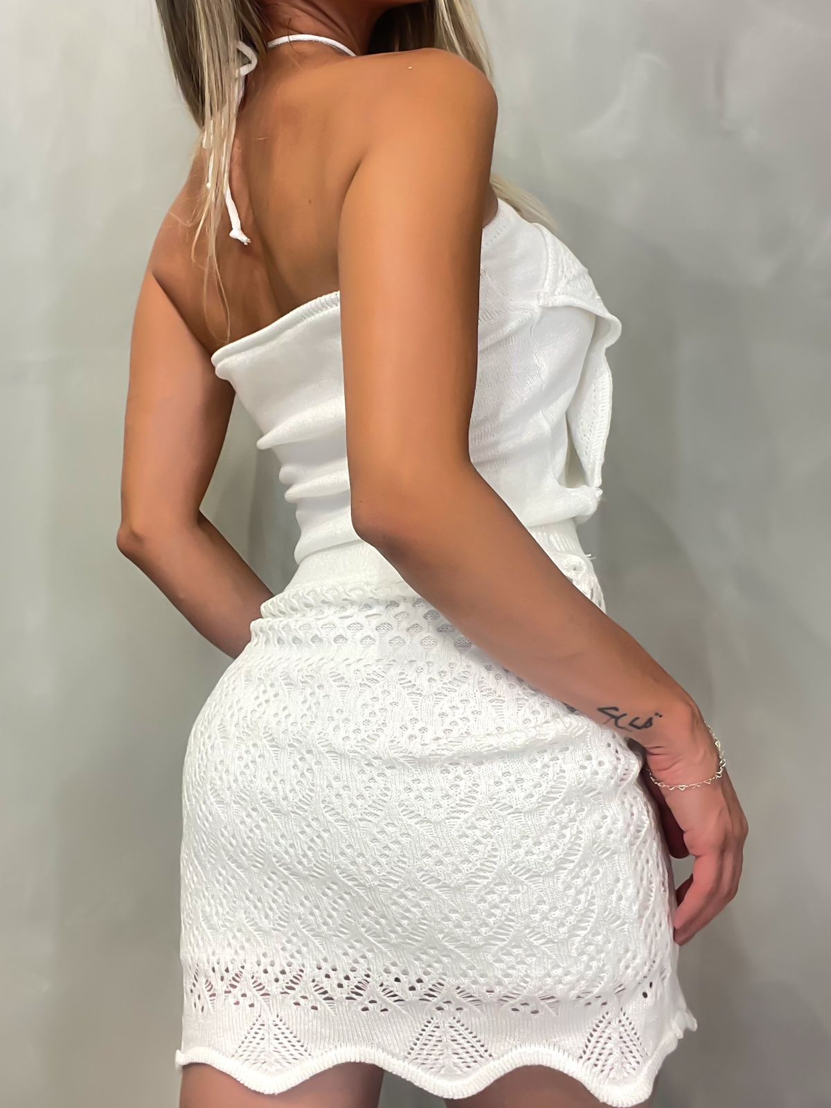 Conjunto Feminino Modal Saia Curta e Cropped com Flor Maiara Ref. 1378