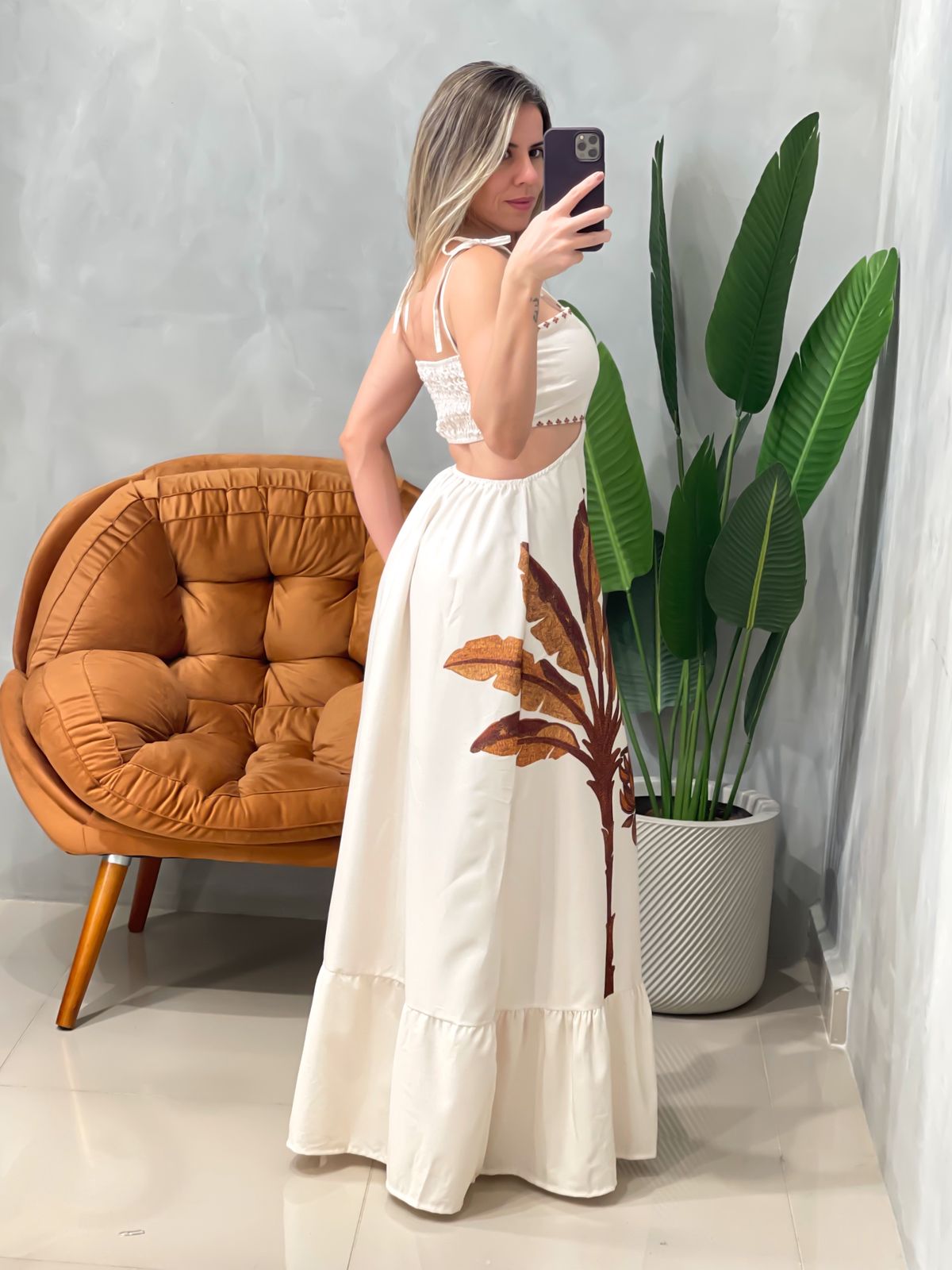 Vestido Longo em Crepe de Alça Decote Costas e Lastex Elisa Ref. 1737