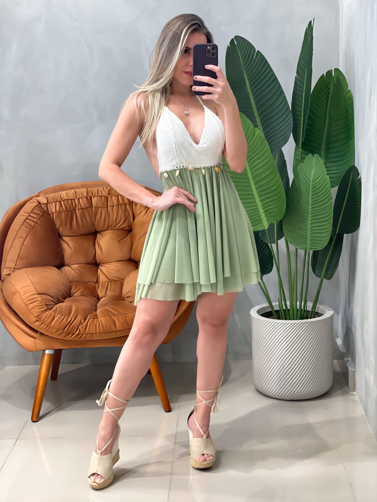 Macaquinho em Tule com Renda e Detalhe de Búzios Sabrina Ref. 1773