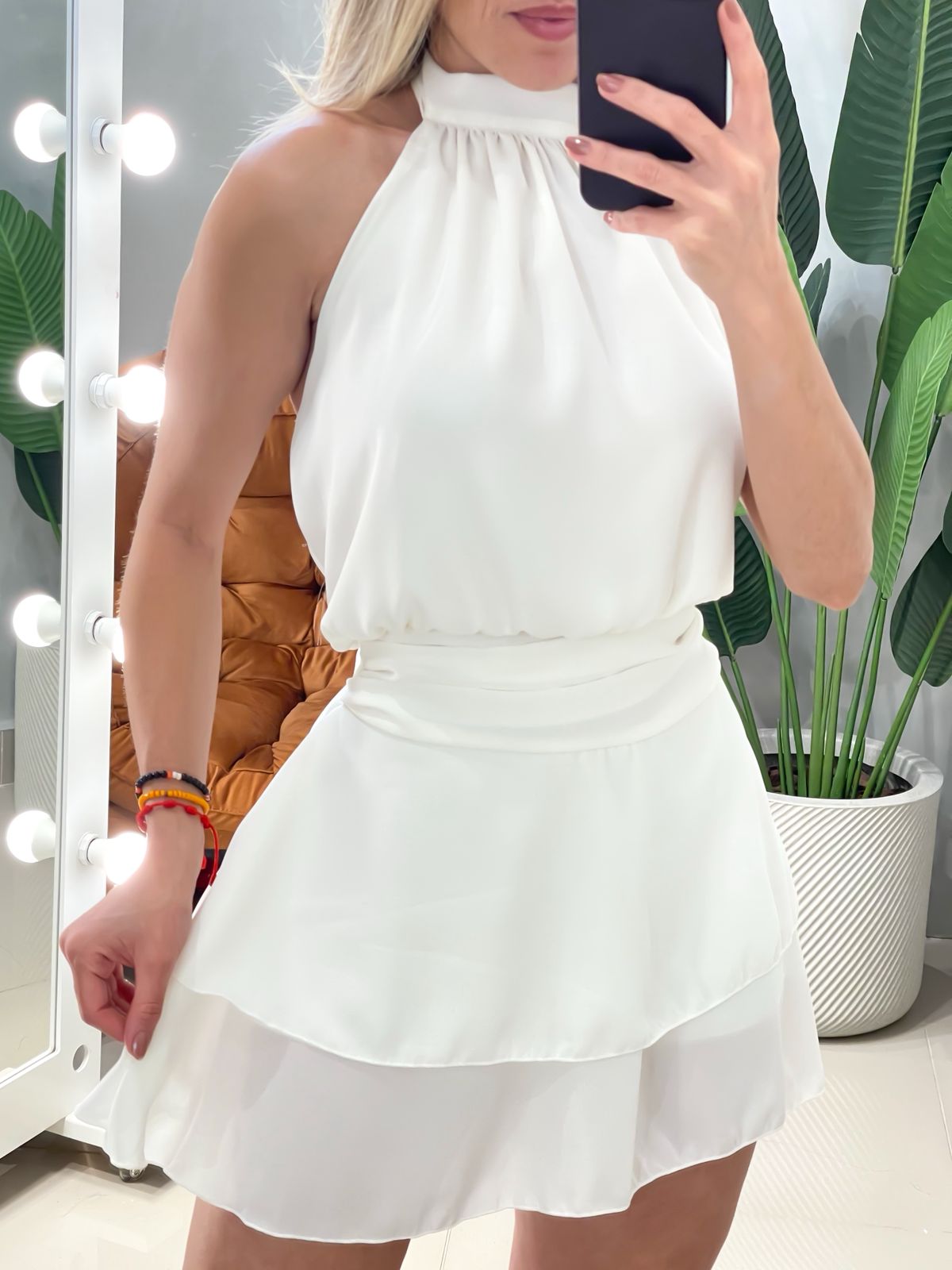 Macaquinho em Crepe Frente Única com Babado Solange Ref. 1854